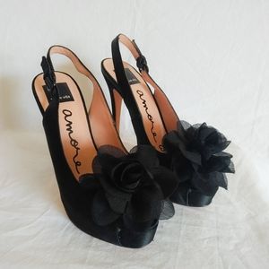 Gorgeous black sling back stiletto heels